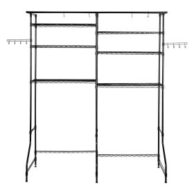 Over Washer and Dryer Storage Shelves, 6 Tiers Laundry Room Drying Rack with Hanger Rod and Hooks, Two Rows Adjustable Washer Shelves Space Saver