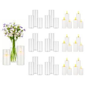 Pillar Candles and Glass Vases Set 36 Pcs, Clear Cylinder Hurricane Candle Holders for Wedding Centerpieces, Tall Vase for Table Decor, Wedding P