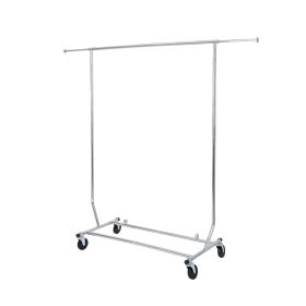 Heavy Duty Garment Drying Clothes Rack - Adjustable Height, Folding, Rolling, Metal, Silver - Closet Organization