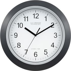 WT-3129B 12 Inch Atomic Analog Wall Clock, Pack of 1, Black