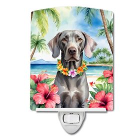NEW Weimaraner Luau Ceramic Night Light Compact, UL-Certified, Ideal for Bedroom, Bathroom, Nursery, Hallway, Kitchen, 6x4x3, Multicolor