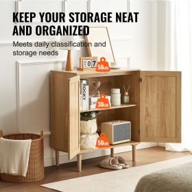 Rattan Cabinet, Rattan Storage Cabinet with 2 Magnetic Doors and Adjustable Shelves, Sideboard Buffet Cabinet for Hallway, Entryway, Living Room