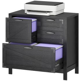 Lateral Filing Cabinet, Farmhouse File Cabinet with 4 Drawers, Fit Letter/A4/Legal Hanging Files, Black